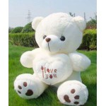 White 2.5 Feet Sitting Paw Teddy Bear holding an I Love You Heart